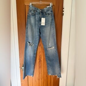 NWT Zara Ripped High Rise Wide Leg Jean